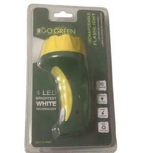 Rechargeable 4 LED Flashlight Go Green 30‎ Lumens Brightest Energy Efficient NEW